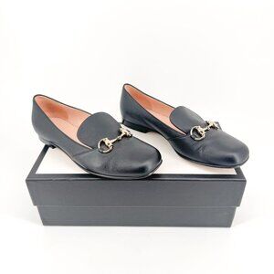 Gucci Horsebit Loafers EU 37 US 7 Black Leather Kira Flat Slip On Shoe Buckle